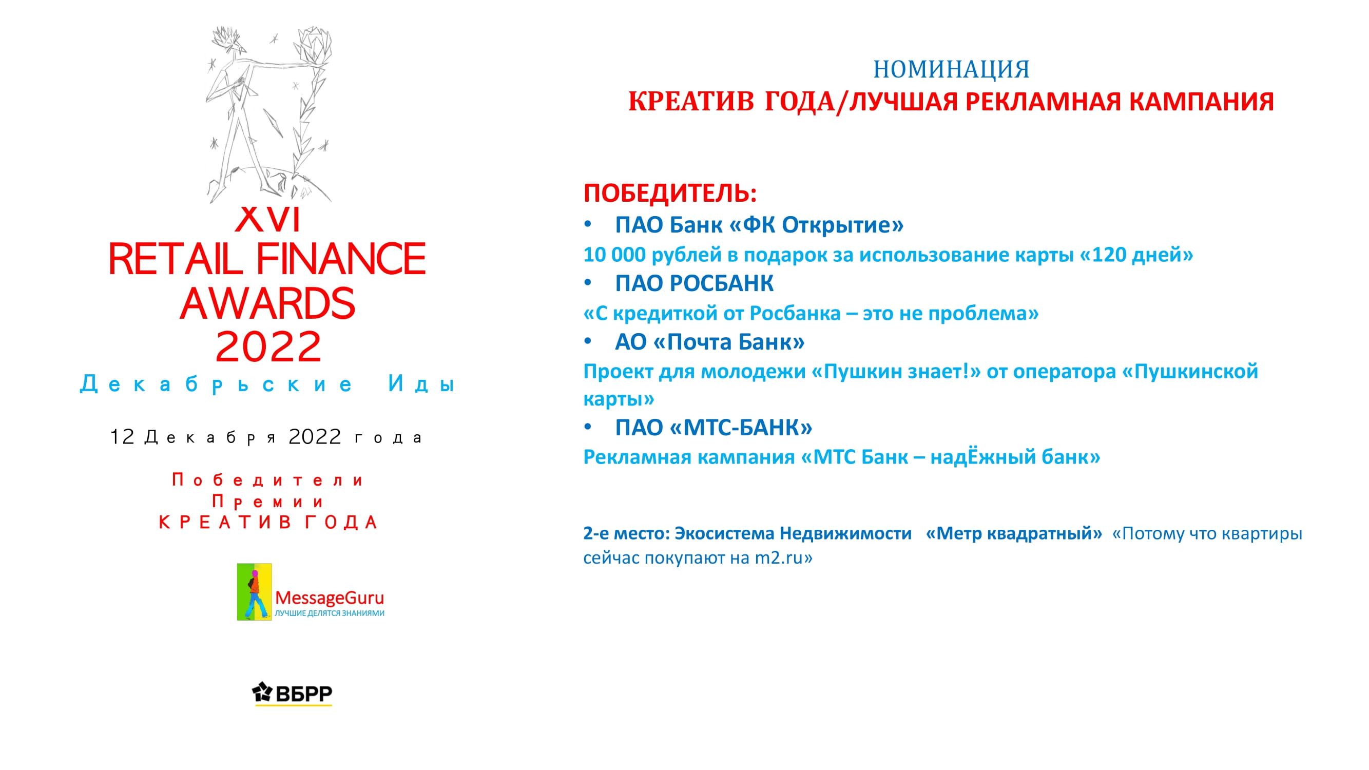 Победители XVI Премии Retail Finance Awards 2022 - MessageGuru